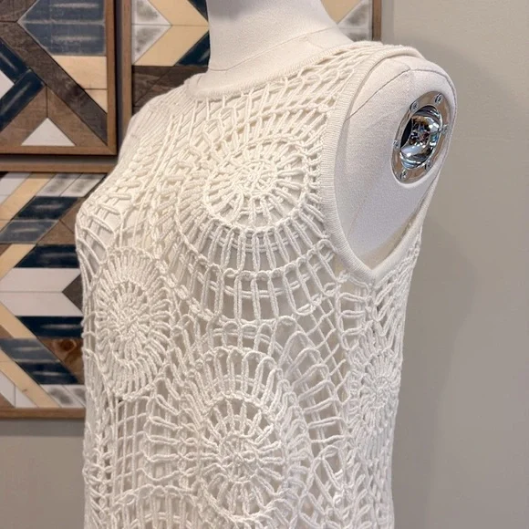 NakedCashmere Alessandra Crochet Cashmere Blend Mini Dress Ecru XS - Picture 5 of 13